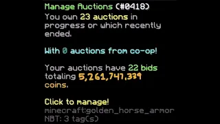 claiming 5 261 747 339 bil from the auction house Hypixel Skyblock