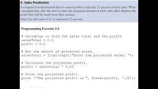 Python Lab 1 Python code to calculate sales prediction display information and land calculation
