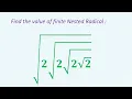 A nice Finite Nested Radical Problem from Australia Year 10 Math Algebra Problem