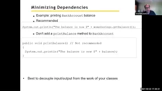 Big Java Chapter 8 Designing Classes Part 3 Minimizing Dependencies