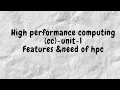 High performance computing in cloud computing unit - 1 cloud computing
