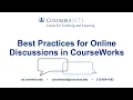 Discussions in CourseWorks Contingency Planning Teaching Online
