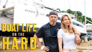 BOAT LIFE on the Hard – Maintenance + Repairs of a 2 YO Performance SAILING CATAMARAN |  Ep. 73