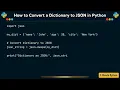 How to Convert a Dictionary to JSON in Python