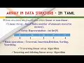 Array in data structure In Tamil Linear array Traversal Insertion and Deleting Algorithm
