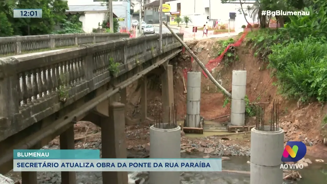 Secretário atualiza sobre obra na ponte da rua Paraíba em Blumenau