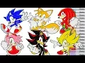 Sonic The Hedgehog Coloring Book Pages Compilation Tails Knuckles Shadow Amy Rose Rainbow Splash