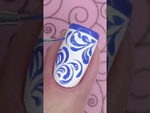 Blue Floral Nail Art 💙 Short Nails #shorts #nails #nailart