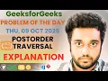 Postorder Traversal solved in JS Explanation GfG POTD Streak 313 Thu 09 Oct 2025