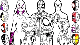 π΄π΄ How to draw - coloring Spider man Suits - drawings for kids - FACES