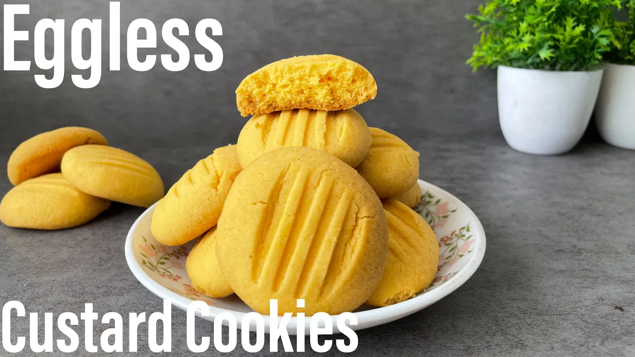 Eggless Custard Cookies   Custard Cookie Recipe   Eggless Cookies   Bakery Style Cookies  Best Bites