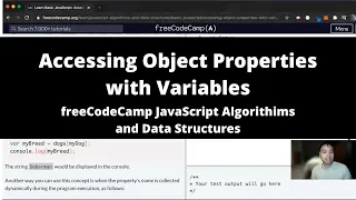 Accessing Object Properties with Variables Basic JavaScript freeCodeCamp tutorial