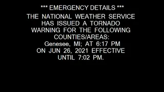 Tornado Warning EAS in Flint MI