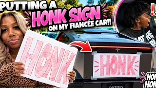 PUTTING HONK SIGN ON FIANCÉE CAR 😱 WITHOUT HER KNOWING!! 
