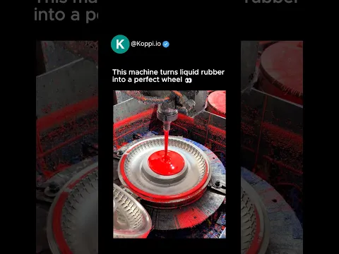 This machine turns liquid rubber into a perfect wheel 👀