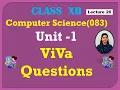 Unit 1 Python Viva Questions with Answers Class 12 Computer Science