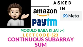 Continuous Subarray Sum Clear Explanation Leetcode 523 codestorywithMIK