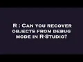 R Can you recover objects from debug mode in R-Studio
