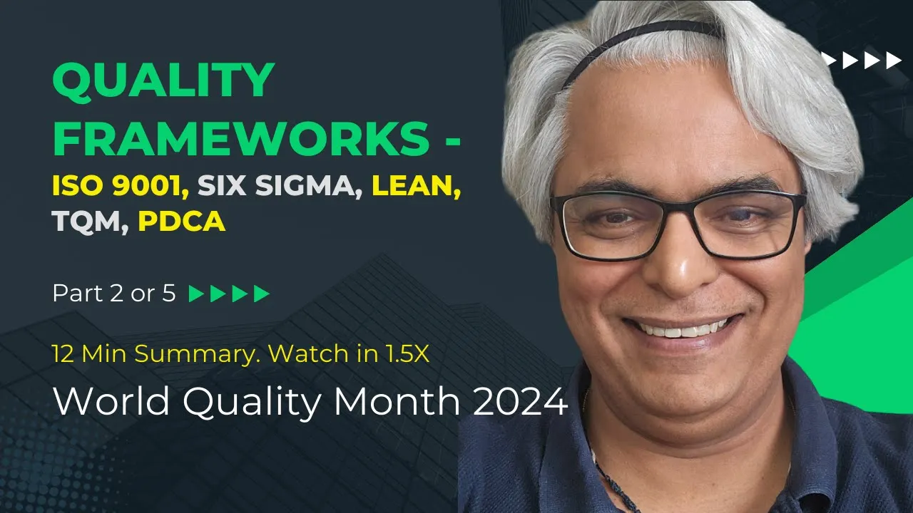 Quality Frameworks - ISO 9001, Six Sigma, Lean, TQM, PDCA