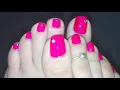 Hot Pink Crystal Pedicure Nail Art at Home - Easy Toe Nail Art Tutorial Rose Pearl