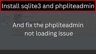 Sqlite3 and phpliteadmin install