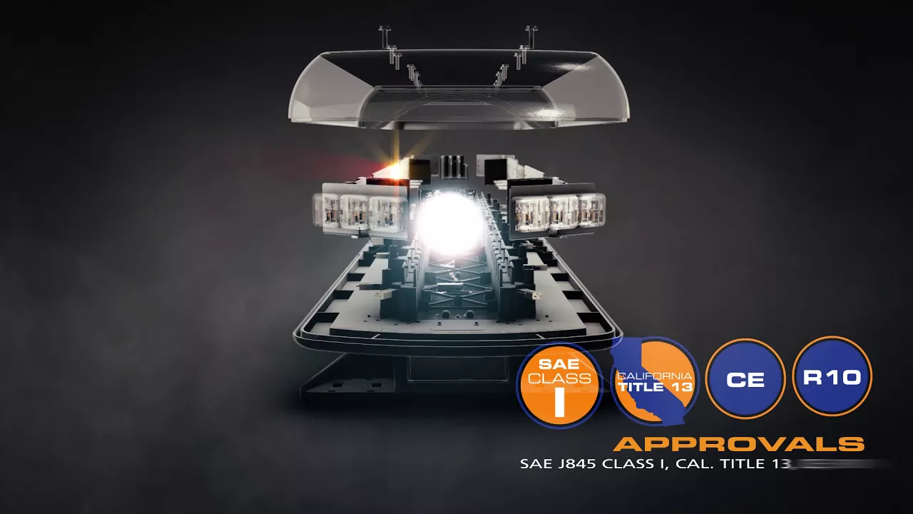 Video: LED flitsbalk amber | 12 serie | ECE-R65 amber | transparant | 1219mm | 12-30009-E