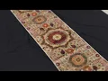 10ft Beige Mamluk Runner Rug - Hand-Knotted Afghan Wool Rug
