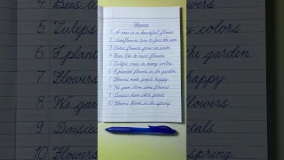 Cursive writing practice 10 Simple English Sentences about Flowers Cursive handwriting practice