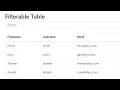 Filter Table Using HTML CSS JS