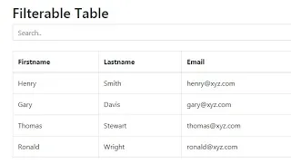 Filter Table Using HTML CSS JS