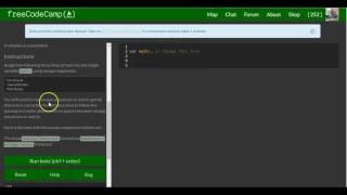 Escape Sequences in Strings freeCodeCamp Basic Javascript