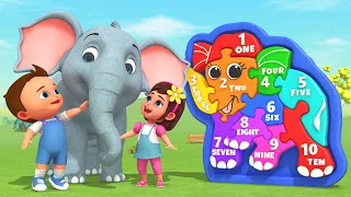 Learn Numbers with Cartoon Elephant 🐘 for Kids | Wooden Puzzle Toy Color Learning Fun Educational