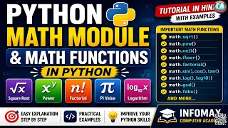 Python Math Module Tutorial in Hindi Math Functions in Python with Examples Python Programming