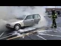 Fire erupts in parked car