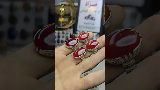 اللون النادر من العقيق اليماني الزعفراني لون طبيعي 100خال من الصباغه والتجمير مزاد ابو اشرف اليمني 