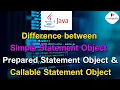 Difference between Simple Statement Object Prepared Statement Object and Callable Statement Object