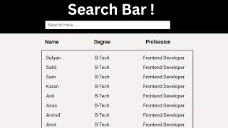 Create a Search Bar Filter Table using JavaScript in Hindi