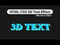 Create Stunning 3D Text Effects with HTML CSS Easy Beginner Tutorial 2025