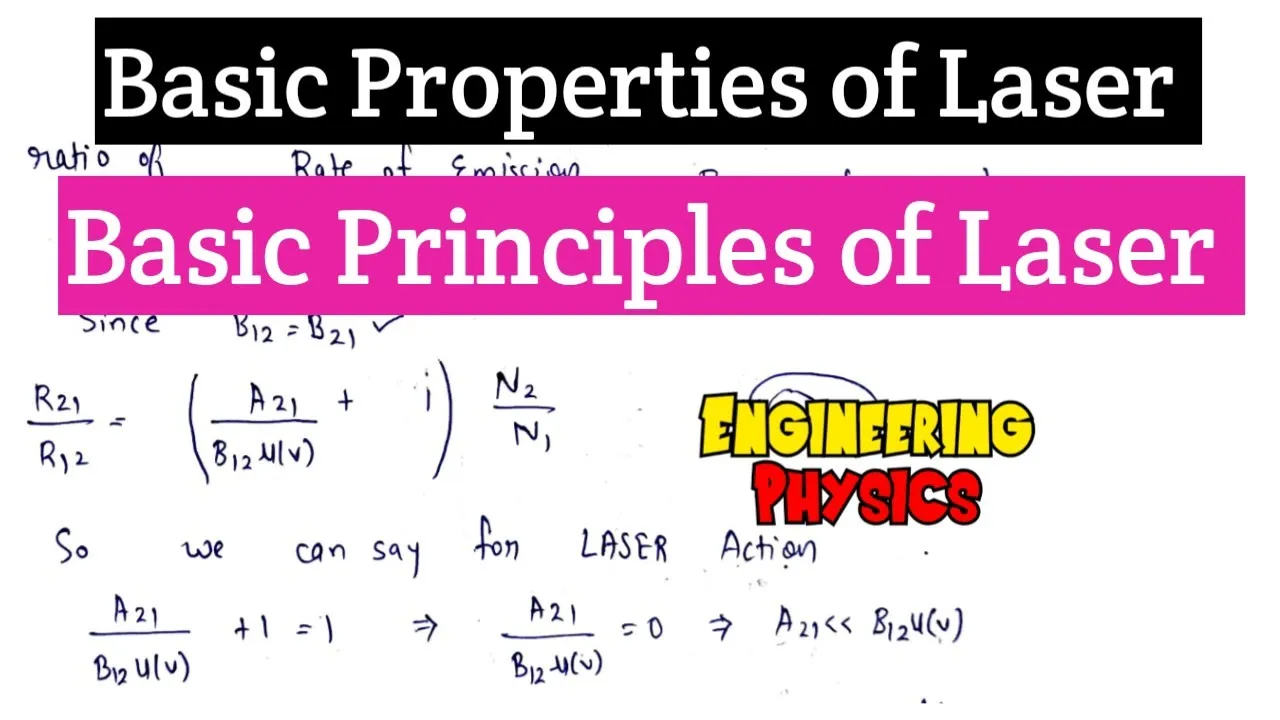 Basic Principles of Laser | Basic Properties of Laser | Engineering Physics | Lec-28