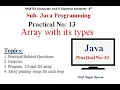 Practical-13 JPR Array with its types Java Programming MSBTE JPR 22412