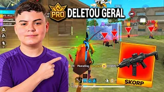 PHZIN TESTOU A SKORP NERFADA E DELETOU TODOS OS SQUADS NA RANKED DO FREE FIRE COM OS ALEATÓRIOS!