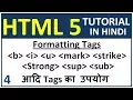 HTML5 and CSS3 tutorial in Hindi - HTML formatting tags in Hindi