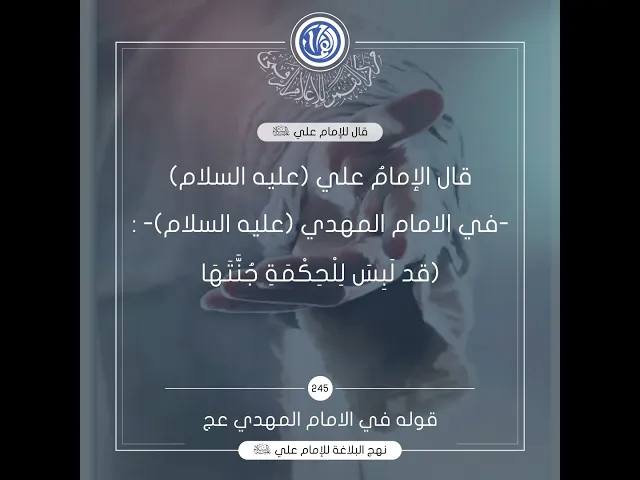 ⁣قد لَبِسَ لِلْحِكْمَةِ جُنَّتَهَا  - قصار الحكم لامير المؤمنين(ع) حكمة رقم 245