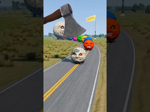 Big & Small Monster Moon Cars vs Giant Axe #1 - BeamNG.drive #shorts #beamngdrive