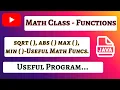 Math Class - sqrt abs max and min Java Useful Functions