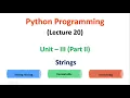 Python Programming JNTUA UNIT 3 Strings Lecture 20