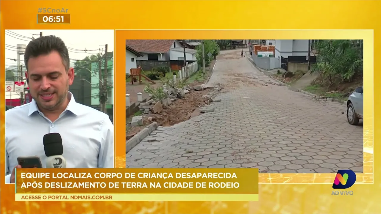É encontrado corpo de criança desaparecido no deslizamento de terra na cidade de Rodeio, no Vale