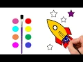 How to draw and coloring a rocket for kids Rocket coloring pages for kids