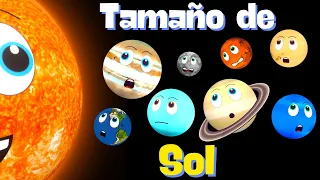La comparación del tamaño del sol. Planetas para niños. Comparación del tamaño del sistema solar