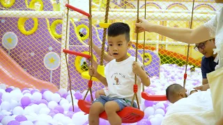 Bé khỏe bé ngoan, đi chơi công viên - Nhạc thiếu nhi em Sáo đi khu vui chơi nhà bóng, lái xe ô tô